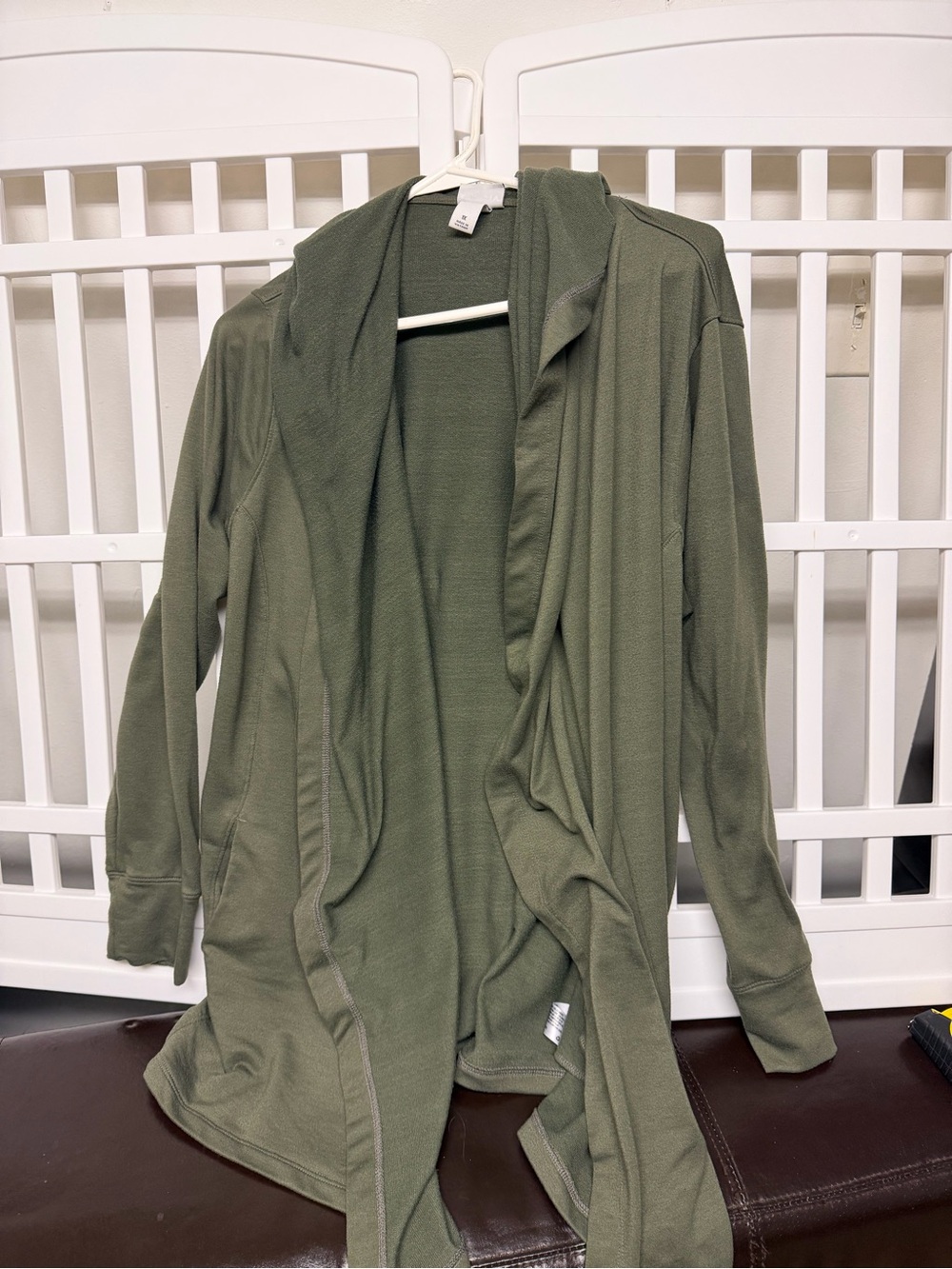 Ava & Viv Olive Green Open Drape Cardigan